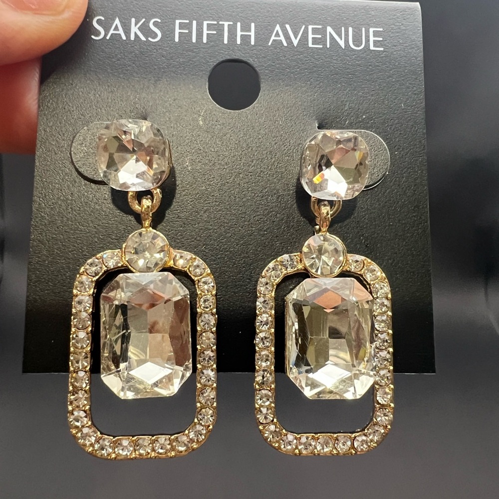 Saks Fifth Avenue Gold and Silver Crystal Earrings